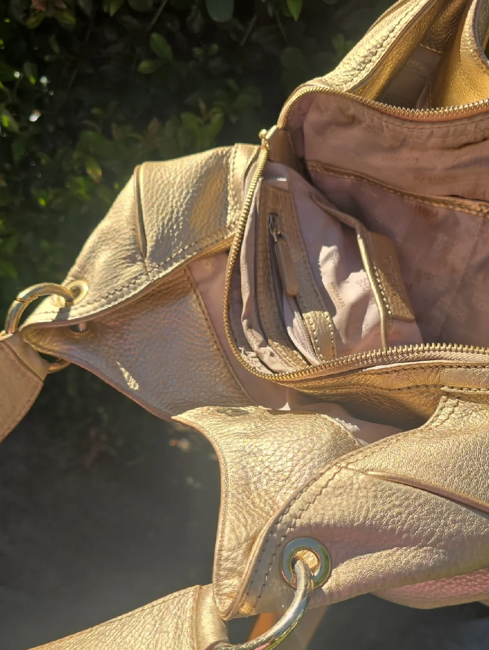 Michael Kors Gold Metallic Hobo Shoulder Bag